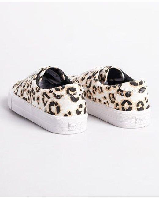 Superdry Brown Classic Lace Up Trainer Leopard Print