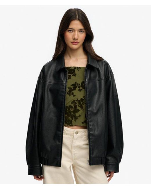 Superdry Black & Co Collared Oversized Bomber Jacket