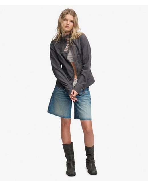Superdry Gray Bench X & Co Bench Double Zip Funnel Ripstop Jacket