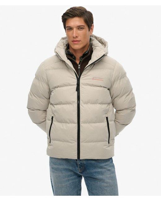 Superdry Men's Natural Hooded Microfibre Sport Puffer Jacket