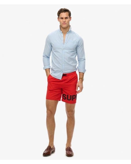 Homme Short De Bain À Motif Longueur 43 Cm Taille Superdry pour homme en coloris Red