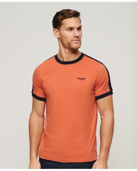 Superdry Essential Retro T-shirt Met Logo Grootte: S in het Orange voor heren