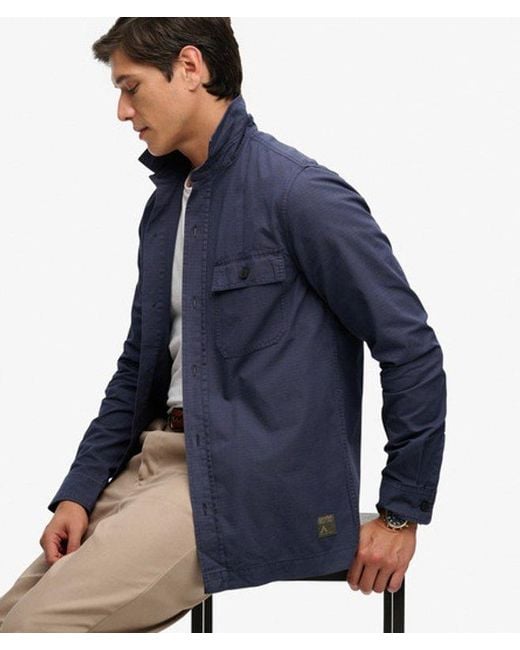 Superdry Blue & Co Military Long Sleeve Shirt for men