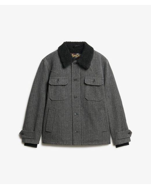Superdry Gray The Merchant Store- Wool Chore Jacket for men