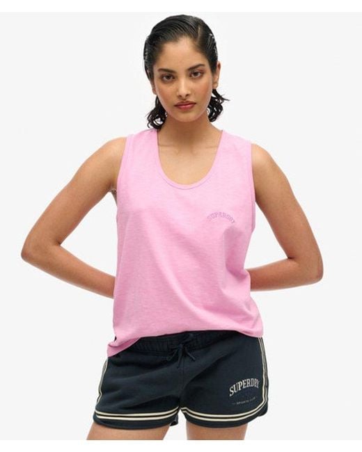 Superdry Pink & Co Essential Logo Garment Dye Vest Top