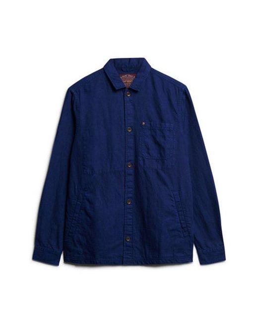 Superdry Blue & Co Classic The Merchant Store Linen Blend Overshirt for men