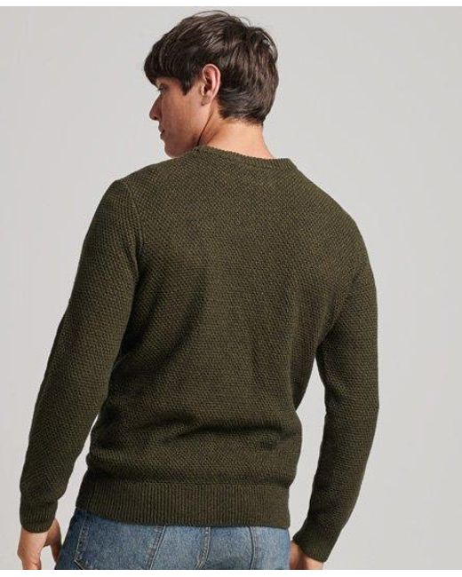 Superdry Green Textured Twist Crew Jumper Twist for men