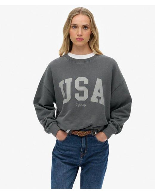 Superdry Gray & Co Athletic Essentials Relaxed Crew Sweatshirt