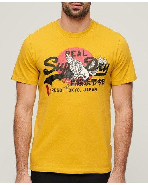 Superdry Yellow Tokyo Graphic T Shirt for men
