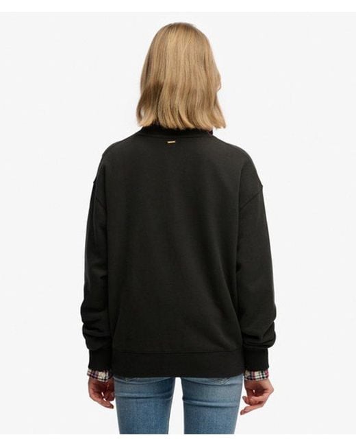 Superdry Script Brand Losse Crew Sweatshirt in het Black