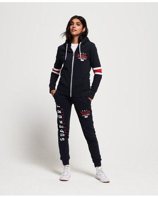 Superdry Blue Track & Field Stripe Lightweight Zip Hoodie Eclipse