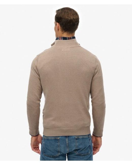 Superdry Natural & Co Essentials Cotton Half Zip Jumper for men