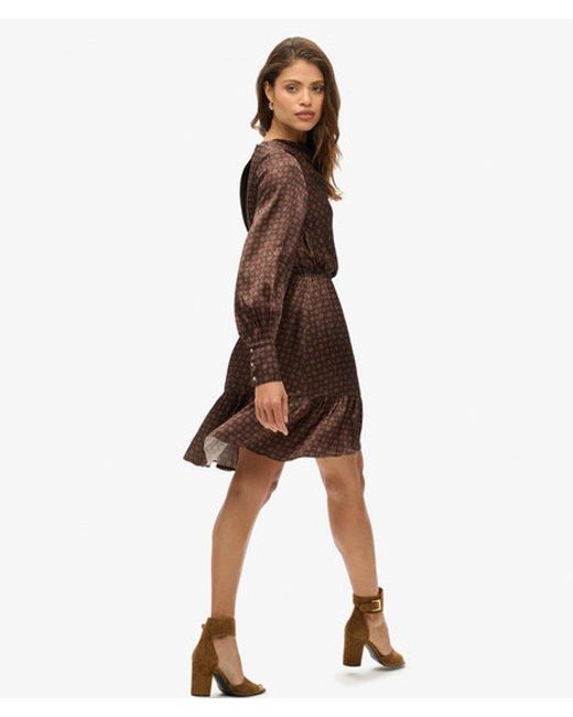 Superdry Brown & Co Mini Cowl Neck Jacquard Dress