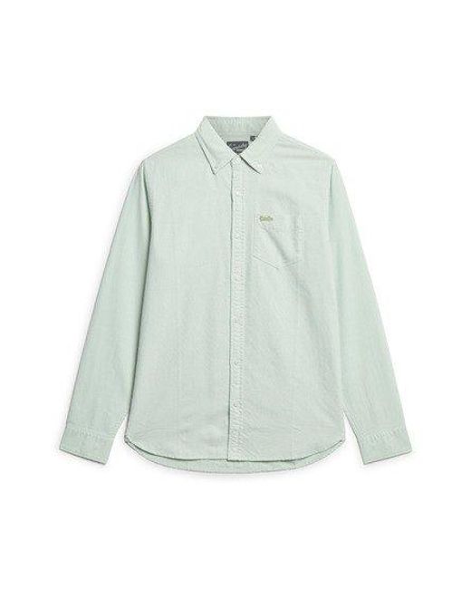 Superdry Green Organic Cotton Long Sleeve Oxford Shirt for men