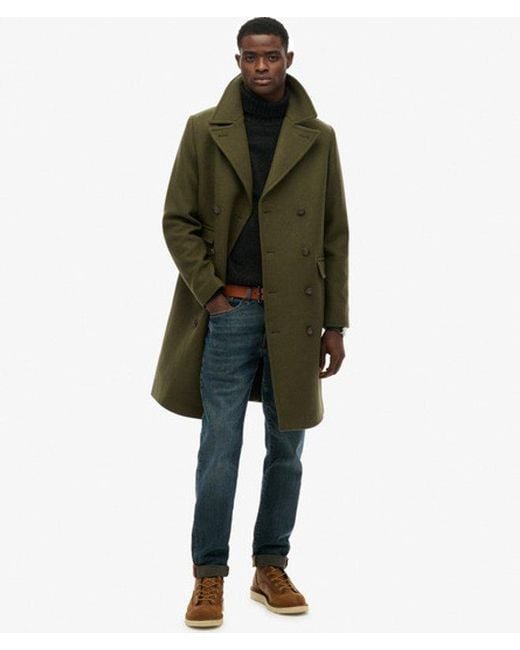 Homme Manteau Long En Laine Mélangée Superdry pour homme en coloris Green