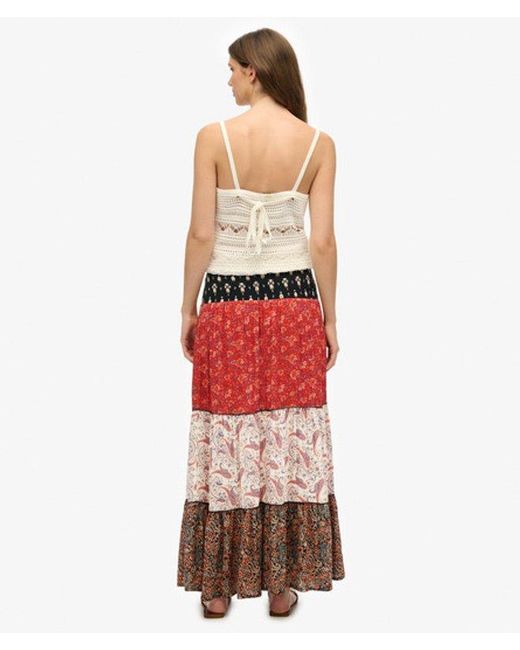 Superdry Red & Co Printed Maxi Skirt