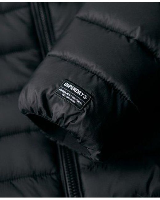 Superdry Black Hooded Fuji Sport Padded Jacket for men