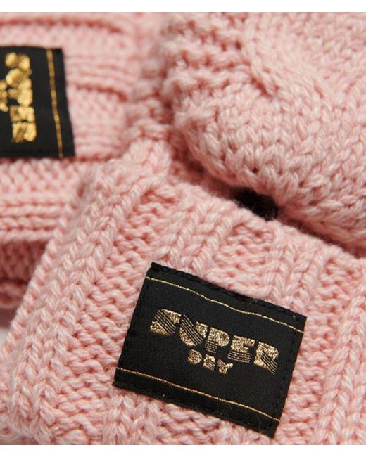 Superdry Pink & Co Cable Knit Gloves