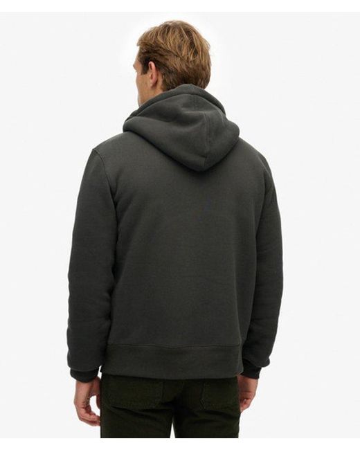 Superdry Black Borg Lined Zip Hoodie for men