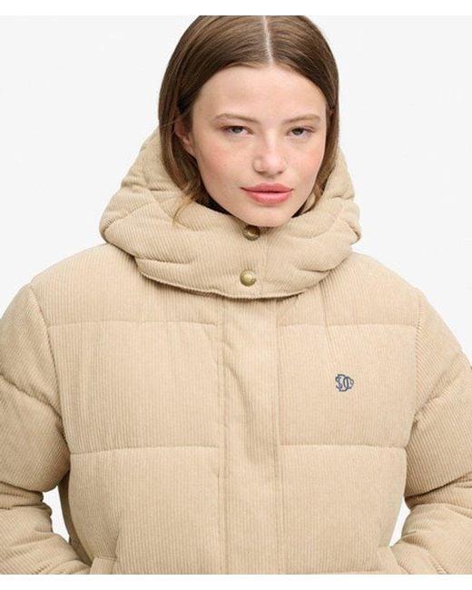 Superdry Natural & Co Premium Hooded Cord Puffer Jacket
