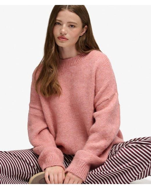 Superdry Pink Slouchy Brushed Knit Jumper