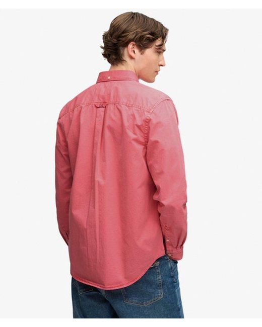 Superdry Red & Co Garment Dyed Long Sleeve Shirt for men