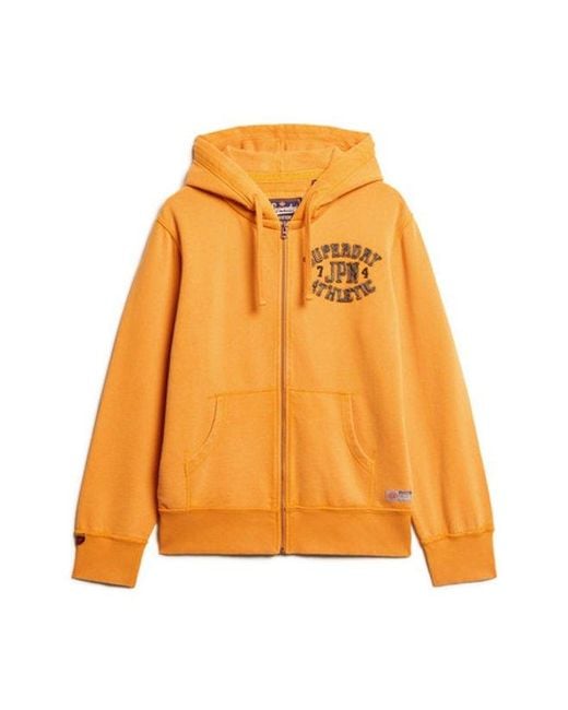 Superdry Orange Vintage Athletic Zip Hoodie for men
