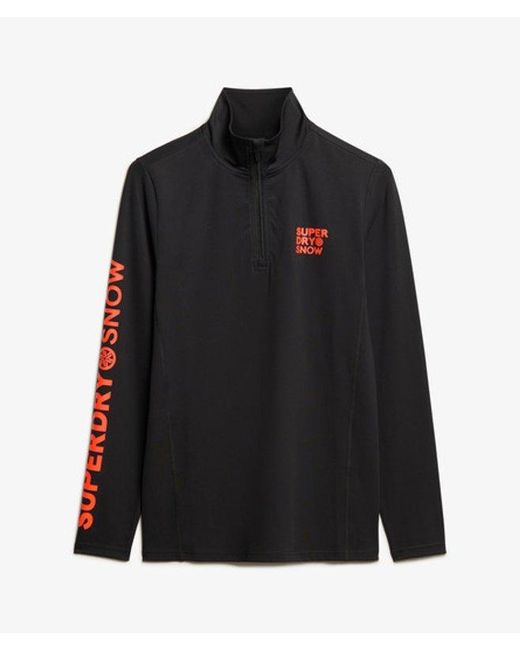 Superdry Black Ski Base Layer Half Zip Top for men