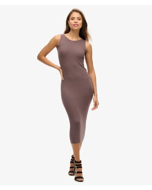 Superdry Brown & Co Rayon Backless Knitted Midi Dress