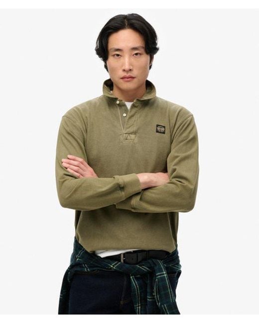 Superdry Green & Co Long Sleeved Contrast Stitch Rugby Shirt for men