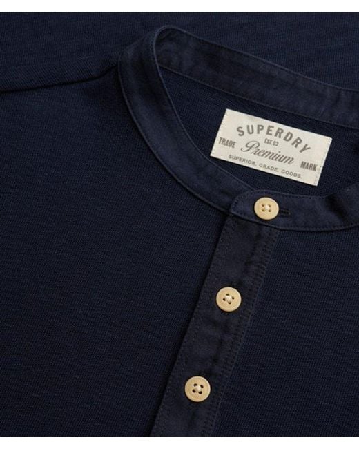 Superdry Blue & Co Woven Placket Grandad Top for men
