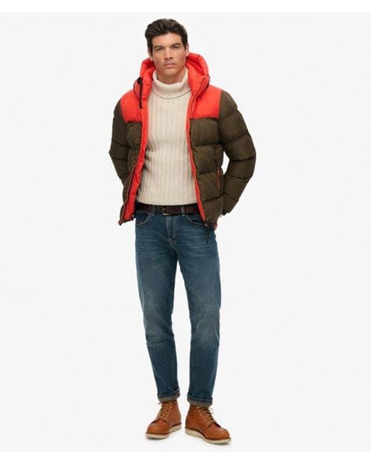 Homme Doudoune À Capuche Colourblock Taille Superdry pour homme en coloris Red