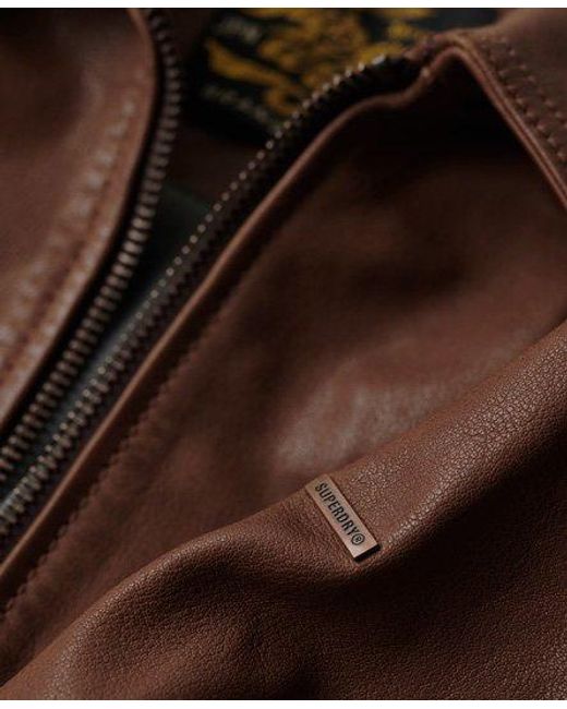 Superdry Blue 70s Leather Jacket