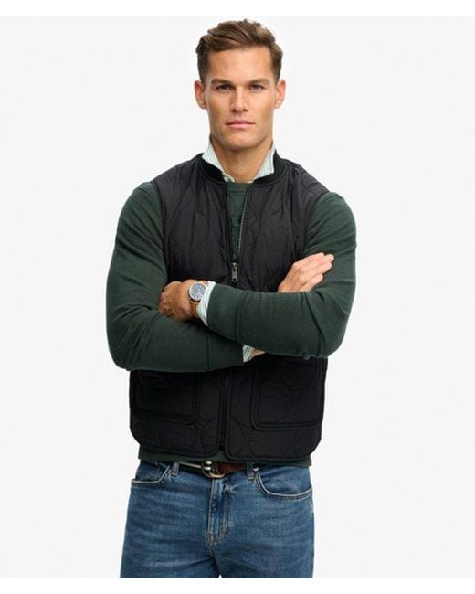 Superdry Black Military Liner Vest Jacket for men