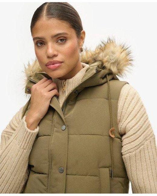 Superdry Natural Everest Faux Fur Puffer Gilet