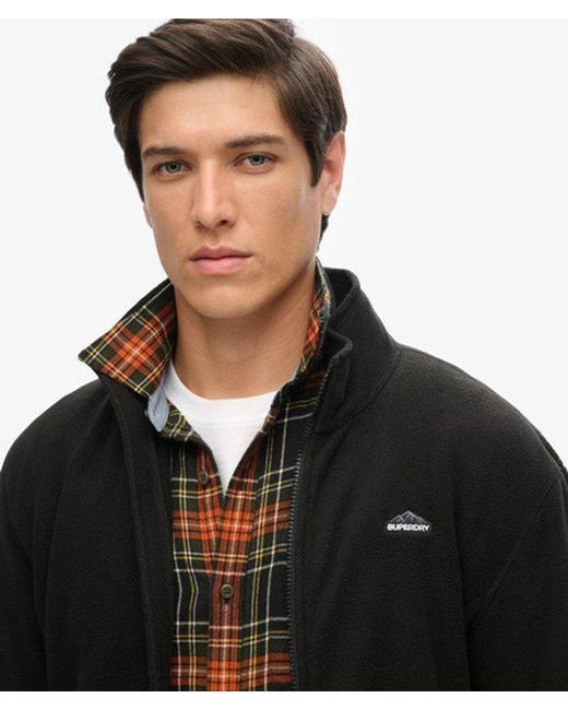 Superdry Black Polar Fleece Full Zip for men