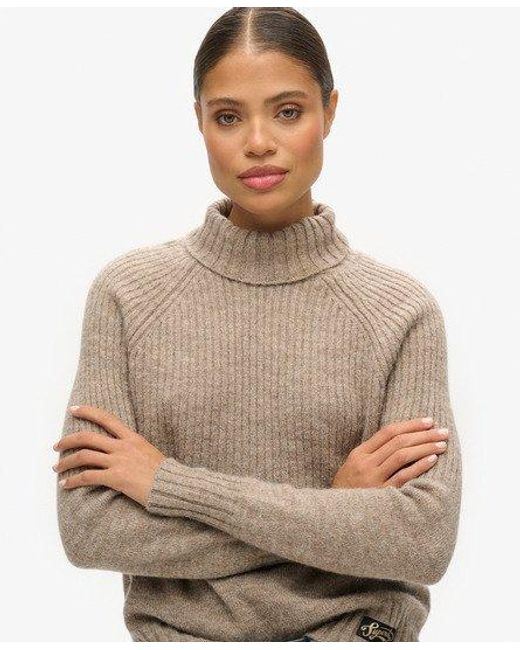 Superdry Natural Essential Rib Knit Rollneck Jumper