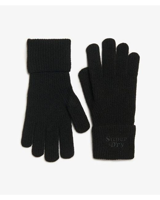 Superdry Black & Co Ribbed Soft Rib Knit Gloves