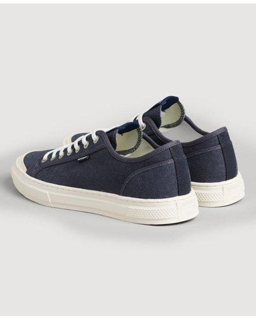 Superdry Blue Vintage Vegan Faux Vulc Low Top Trainers Midnight