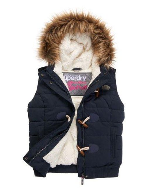 Superdry Blue Microfibre Toggle Puffer Gilet