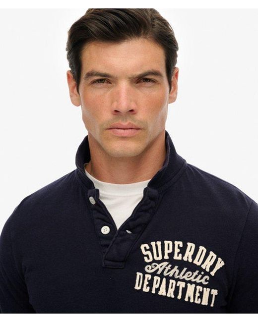 Superdry Vintage Athletic Polo Met Lange Mouwen in het Blue voor heren