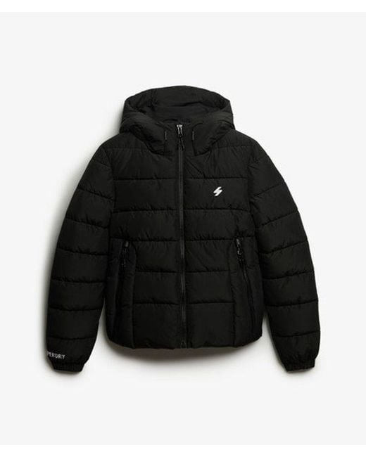 Superdry Black & Co Hooded Spirit Sports Puffer Jacket