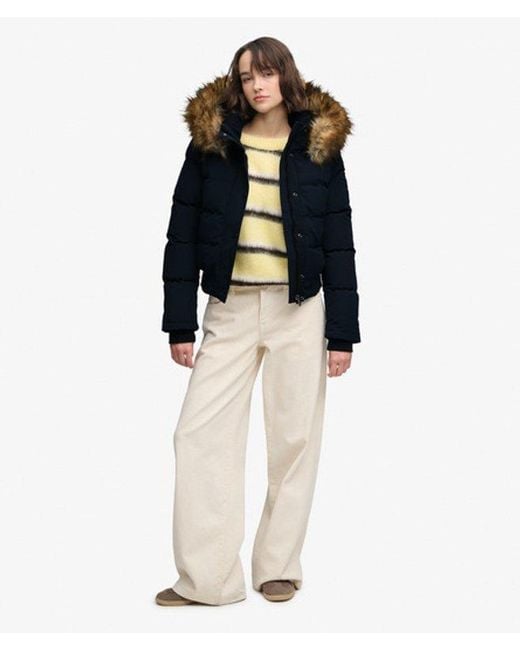 Superdry Blue Everest Hooded Bomber Jacket