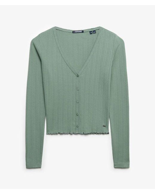 Superdry Green & Co Athletic Essential Pointelle Cardigan