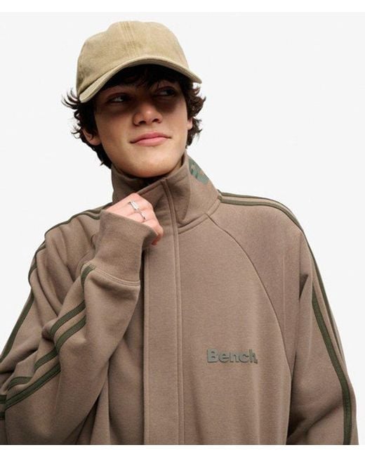 Superdry Brown Bench High Neck Stripe Track Top for men