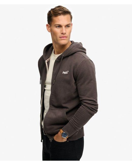 Superdry Black & Co Essential Logo Half Brushed Zip Hoodie for men