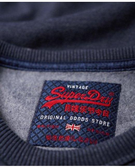 Superdry Blue Premium Goods Embossed Debossed Sweatshirt Princedom Marl for men