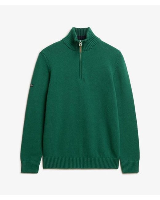 Superdry Green & Co Cotton Classics Half-zip Knitted Jumper for men