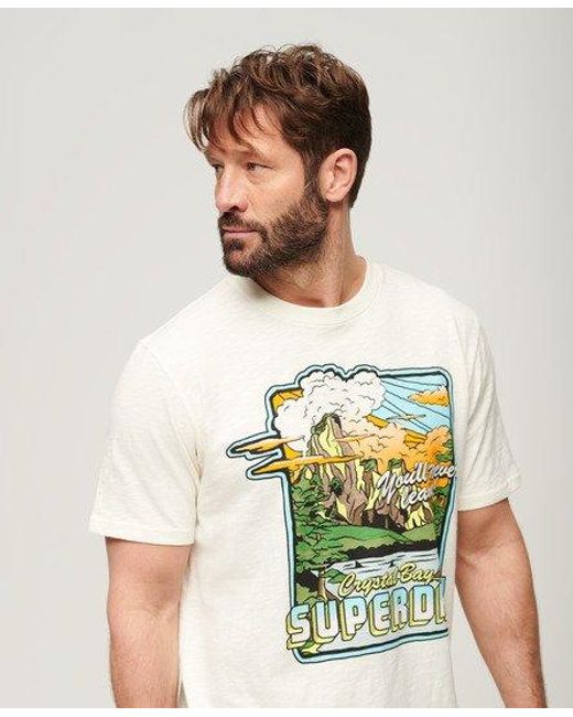 Superdry Brown Neon Travel Graphic Loose T-shirt for men