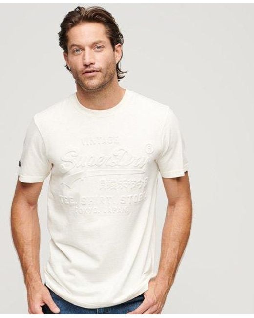 Superdry White Embossed Vintage Logo T-shirt for men